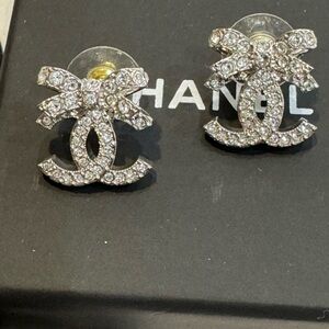 Chanel Bow Crystal Earrings. New
